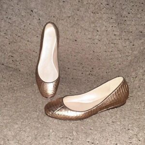 JEAN-MICHEL CAZABAT-Robin-Rose Gold Snakeskin Leather Flats-Sz 36-Near Mint